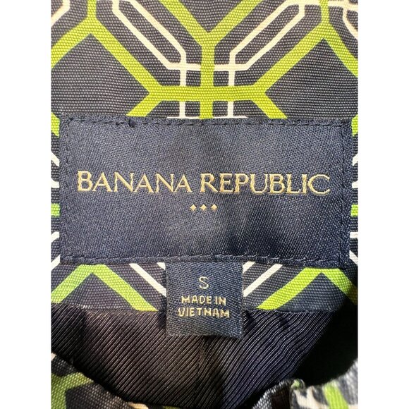 Banana Republic Womens Geometric Pattern Coat Small Green Black - Picture 2 of 13